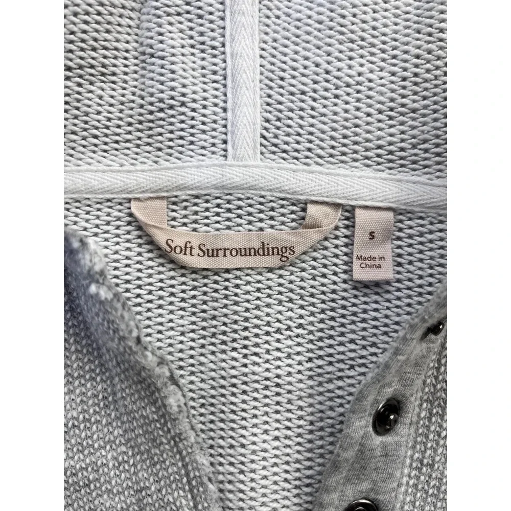 Soft Surroundings Just Beachy Hooded Henley Womens sz S Gray Pullover Top Spring - Picture 3 of 15